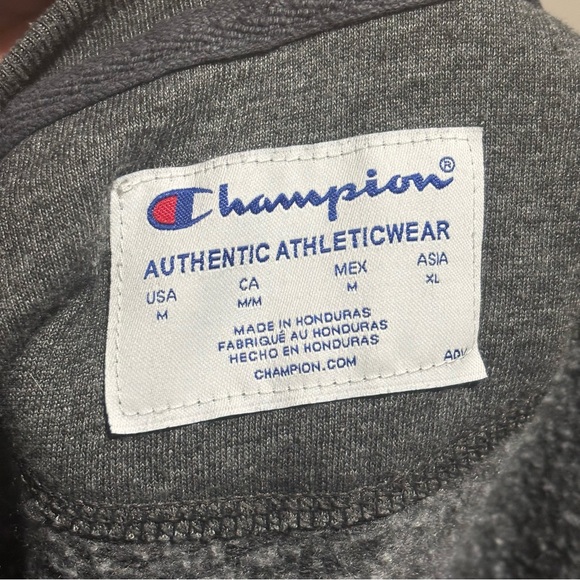 Champion Vintage Y2K V-Neck Pullover Sweatshirt Gray White Size Medium Honduras - Picture 8 of 8